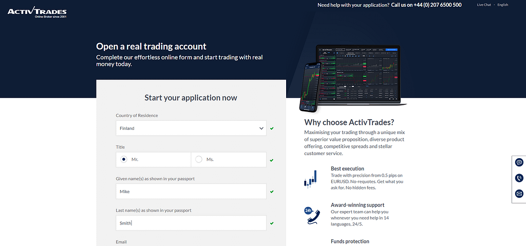 Open a real trading account
