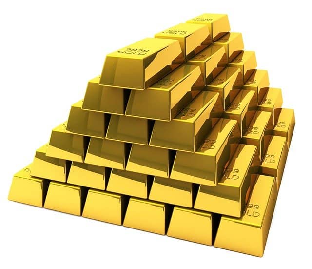 Piles of gold bars